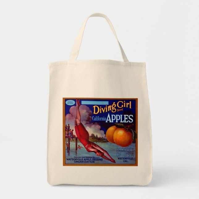Tote Bag Plongée Fille Californie Pommes (Devant)