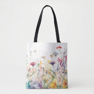 Tote Bag Plongez dans Romance et Whimsy Red Purple Floral