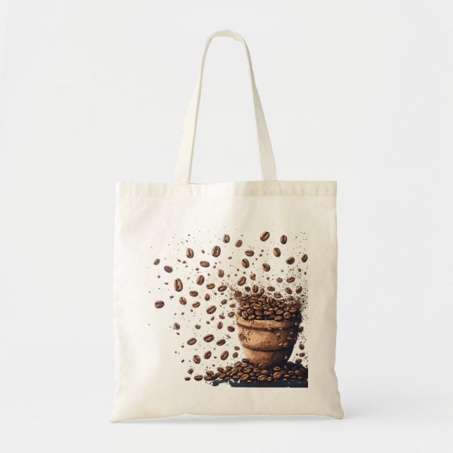 Tote Bag Pluie de grains de café (Devant)
