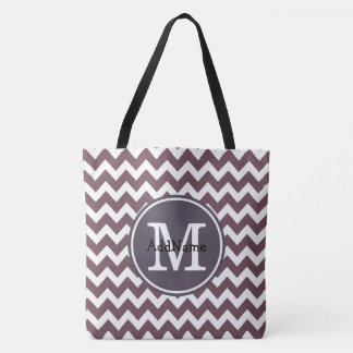 Tote Bag Plum Chevron, Monogramme Personnalisé Nom