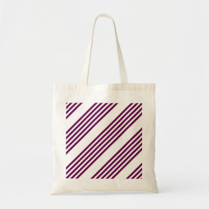 Tote Bag Plum et blanc cinq bandes motif