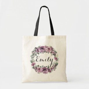 Tote Bag Plum Mauve Rustique Purple Floral Vert Favoriser