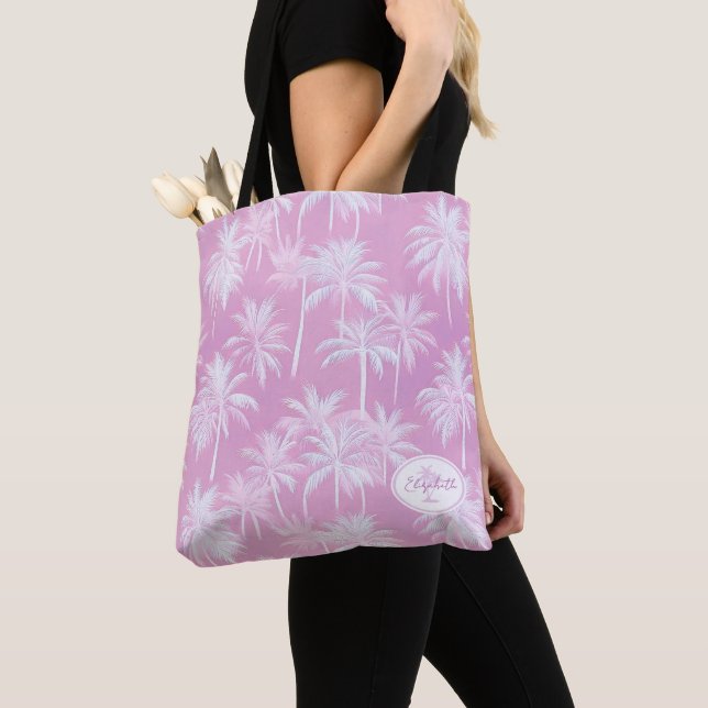 Tote Bag Plum Motif de silhouette de palmier hawaïen ID1093 (De près)