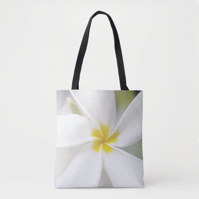 Tote Bag Plumeria blanche - Portrait macro (Devant)