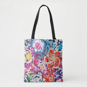 Tote Bag Plumeria tropicale pointillée Fleurs Abstraites
