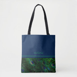 Tote Bag Plumes chic Peacock Monogrammé