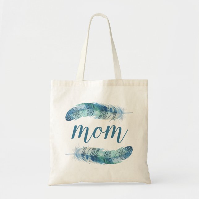 Tote Bag Plumes d'aquarelle Boho | Fête des mères (Devant)