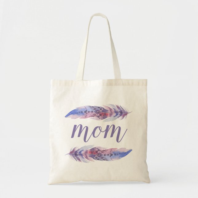 Tote Bag Plumes d'aquarelle Boho | Fête des mères (Devant)