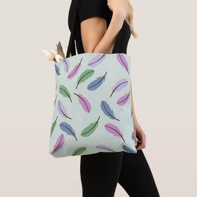 Tote Bag Plumes de chute modernes Pastel (De près)