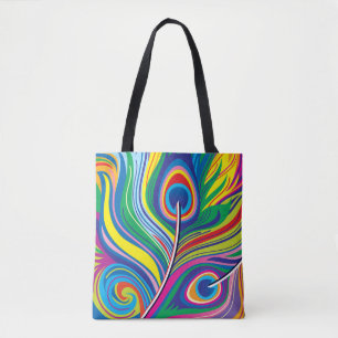 Tote Bag Plumes de paon Art Abstrait