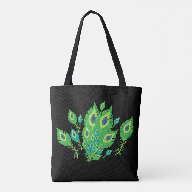Tote Bag Plumes de paon | Oiseaux de paon | Mode (Dos)