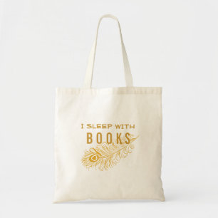 Tote Bag Plumes de paquetage avec coeur Je dors avec des li