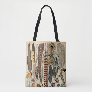 Tote Bag Plumes d'oiseau faune antiques