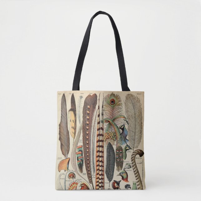 Tote Bag Plumes d'oiseau faune antiques (Devant)