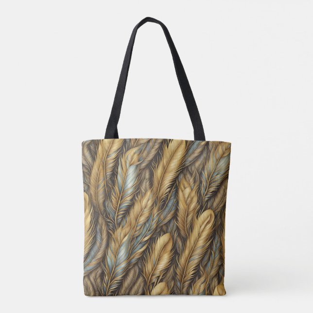 Tote Bag Plumes d'or Argent Art (Dos)