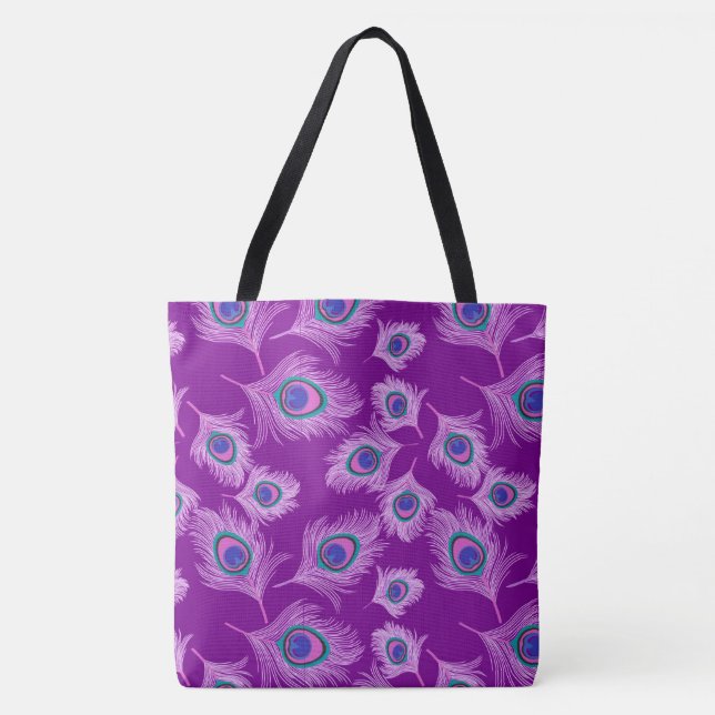 Tote Bag Plumes d'orchidée Peacock sur Amethyst violet (Devant)