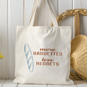 Tote Bag Plus de Baguettes Moins de Regrets, Pain Français