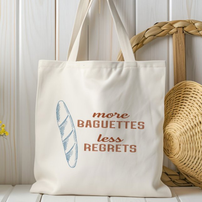 Tote Bag Plus de Baguettes Moins de Regrets, Pain Français (Créateur téléchargé)