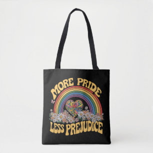 Tote Bag Plus de fierté moins de préjugés Retro Rainbow Pri