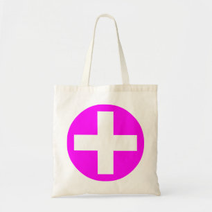 Tote Bag Plus Se connecter en blanc avec magenta