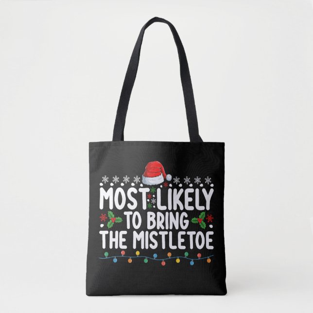Tote Bag Plus susceptible d'apporter le gui Noël Famille (Devant)