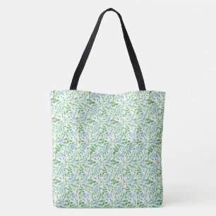 Tote Bag Plutôt Bleu Périwinkle Floral sur Arrière - plan b
