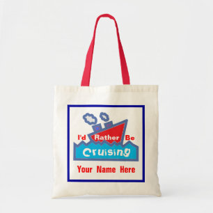 Tote Bag Plutôt croise le nom rouge et bleu