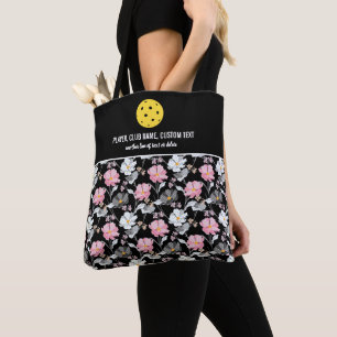 Tote Bag Plutôt Rose Blanc Floral Personnalisé Pickleball P