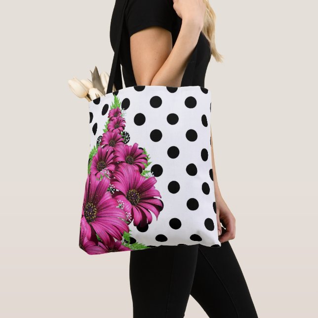 Tote Bag Plutôt Rose Fleurs Polka Dot (De près)