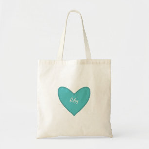 Tote Bag Plutôt Turquoise Grand Coeur Saint-Valentin