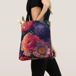 Tote Bag Plutôt vintage rouge Orange mum mum peony floral