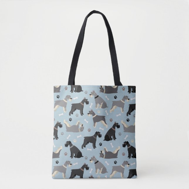 Tote Bag Poches et os Schnauzer (Devant)