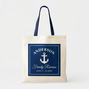 Tote Bag Poignée bleue Réunion famille Ancres nautiques