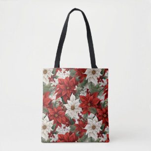 Tote Bag Poinsettia de Noël – Décoration florale de fêtes