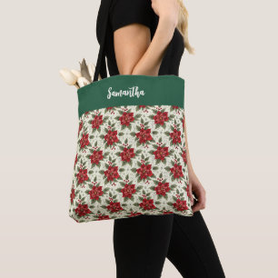 Tote Bag Poinsettia de Noël Floral