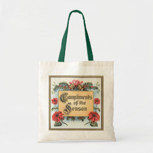 Tote Bag Poinsettias de Noël vintage dans un cadre orné