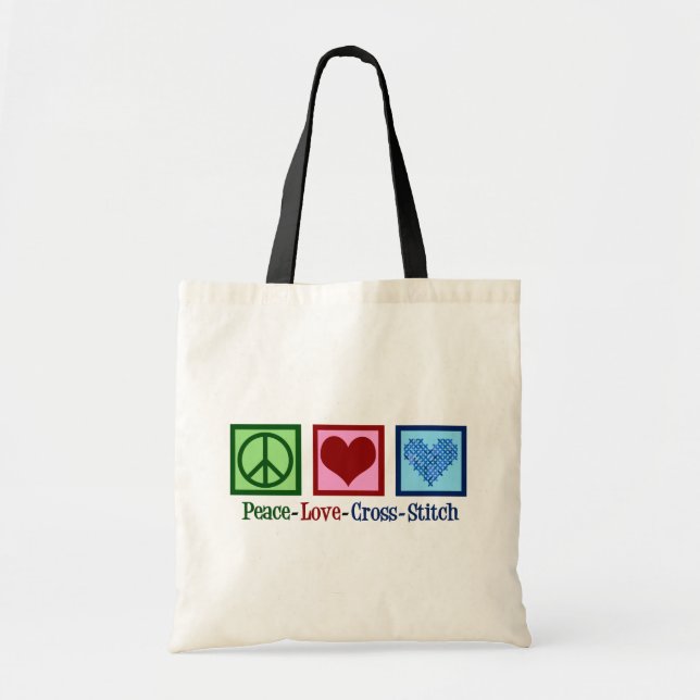 Tote Bag Point de croix Peace Love (Devant)
