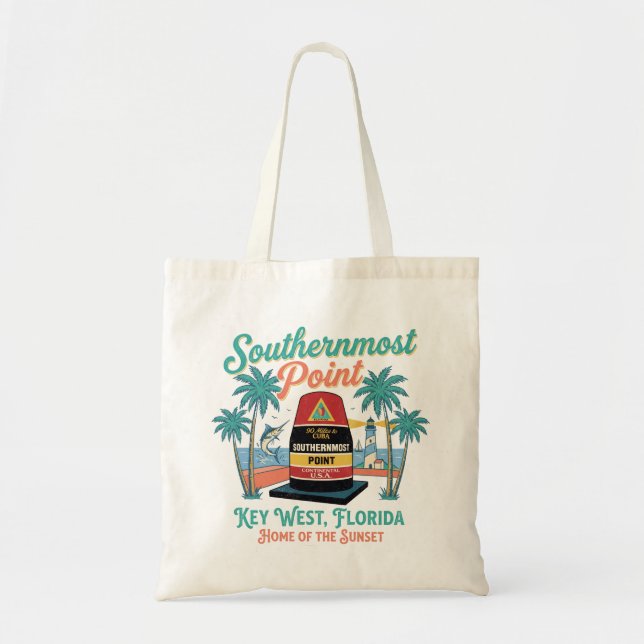 Tote Bag Point le plus méridional Key West ambiance rétro t (Devant)