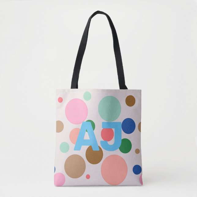 Tote Bag Point Polka Monogram moderne (Devant)