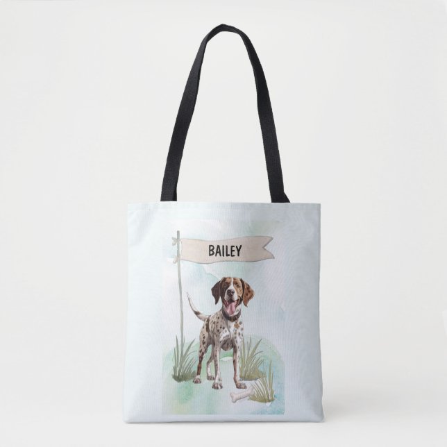 Tote Bag Pointer Aquarelle Chien Personnalisé (Devant)
