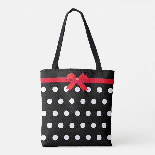 Tote Bag Points blancs élégants avec ruban rouge (Dos)