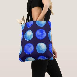 Tote Bag Points Bleus Aquarelle Motif Indigo Cerulean