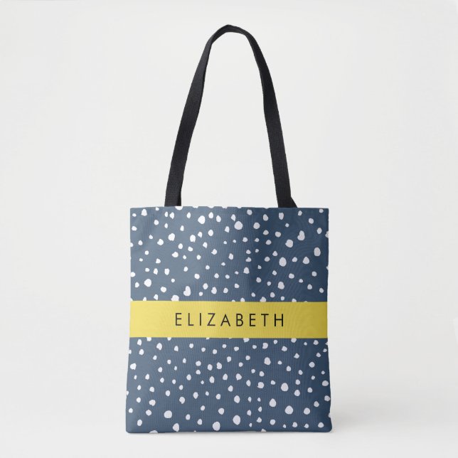 Tote Bag Points Dalmatiens Bleus De La Marine, Spots, Dotés (Devant)