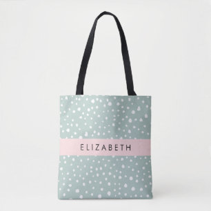 Tote Bag Points Dalmatiens verts, Spots, Votre Nom
