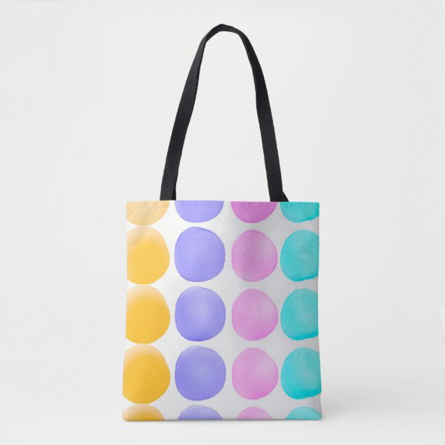 Tote Bag Points d'aquarelle multicolore peints à la main (Devant)
