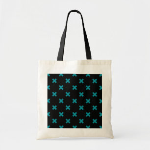 Tote Bag points de croix turquoises sur noir
