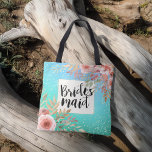 Tote Bag Points d'or Turquoise mariage Bridesmaid Chic Rose<br><div class="desc">Bridesmaid Mariage Modèles de Sac fourre-tout - Élégant script et Vintage Aquarelle Fleurs roses sur Turquoise Turquoise Blue Green et Faux Gold Foil Pois Arrière - plan. Un design parfait pour votre grand jour. Tous les styles de texte,  couleurs,  tailles peuvent être modifiés selon vos besoins !</div>