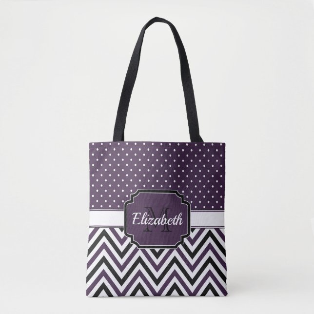 Tote Bag Points et chevrons pourpres (Devant)