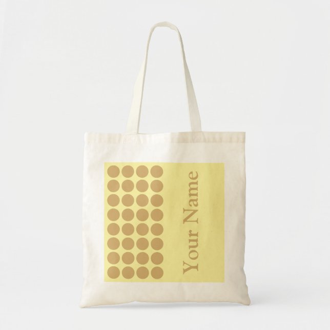 Tote Bag Points neutres en crème putty avec texte de nom (Devant)