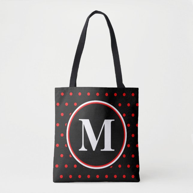 Tote Bag Points noirs rouges monogrammes (Devant)